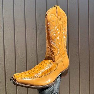 #62 Chameleon x Cocodrile Tail Design Western Boot Color Orange